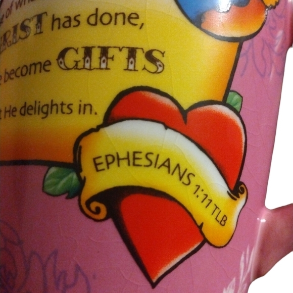 Scripture Mug Ephesians 1:11 Mauve w. Painted Roses-Banner Design Inspiration - Picture 5 of 11